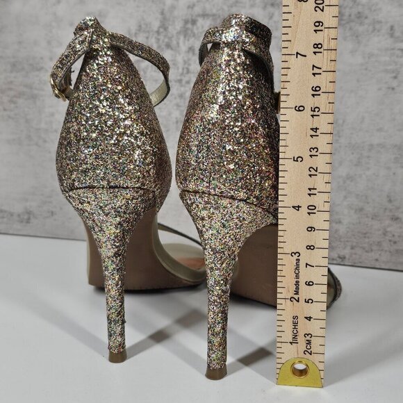 14th and Union Glittery Metallic Strappy Stiletto High Heel Sandals Women 9.5M - Picture 7 of 8